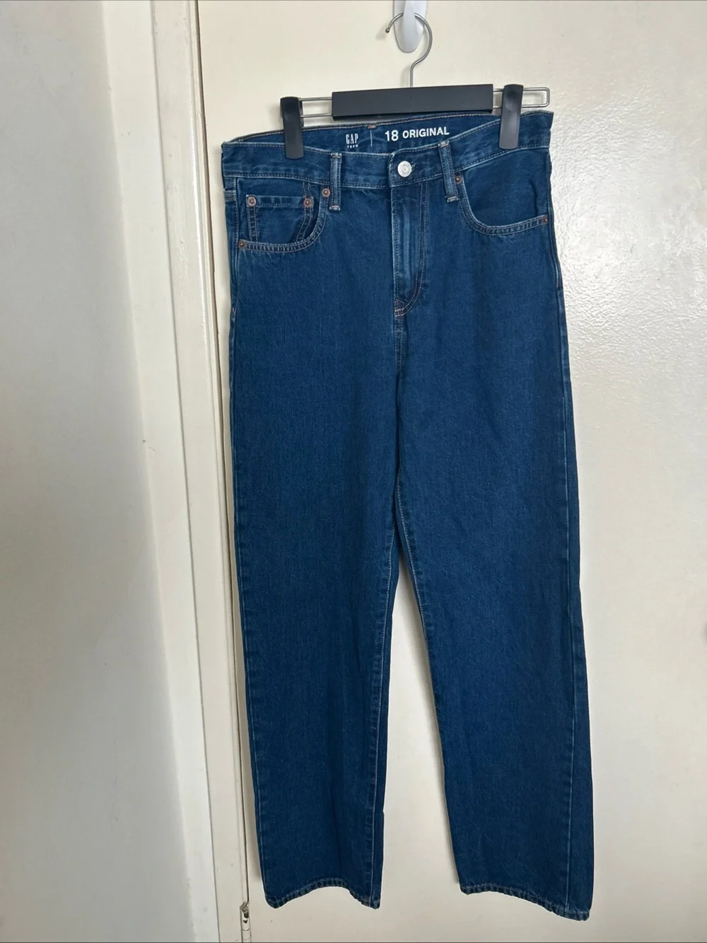 Gap Teen Boys Jeans Sz 18 Blue Original Straight Dark Wash Denim Pants